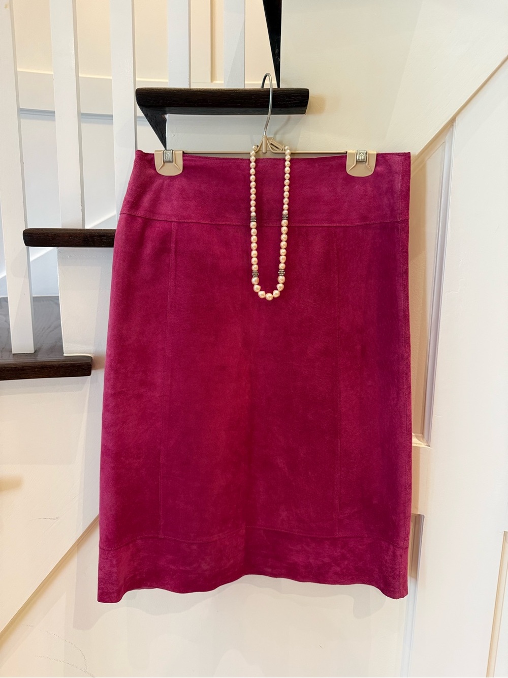 Pink Suede Pencil Skirt, Size 8